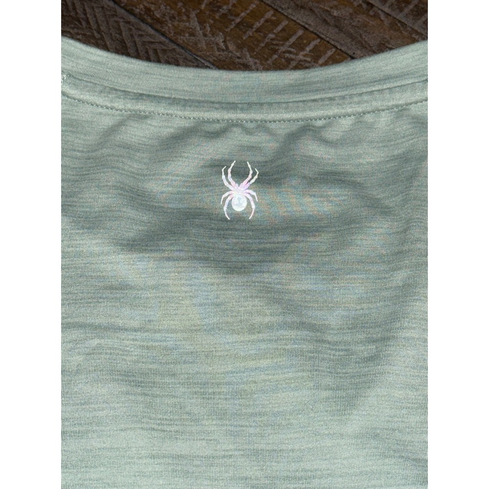 Spyder Active T-Shirt Womens XL Sage Green Short Sleeve Zip Pocket Preloved - Picture 8 of 10